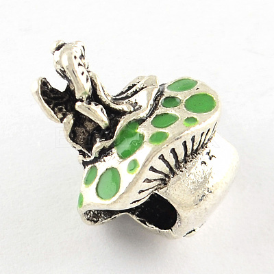 Antique Silver Plated Fairy and Mushroom Tibetan Style Alloy Enamel European Beads X-ENAM-Q421-12-1