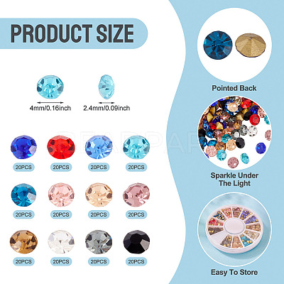 Pointed Back Glass Rhinestone Cabochons RGLA-YS0001-04C-1