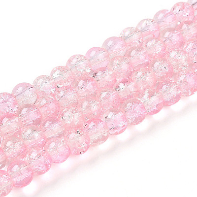 Spray Painted Crackle Glass Beads Strands CCG-Q002-6mm-01-1