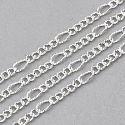 Brass Coated Iron Figaro Chain Necklace Making MAK-T006-03S-1