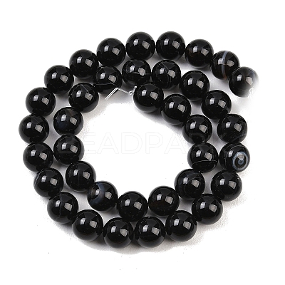 Natural Black Agate Bead Strands G-G962-10mm-12-A-1
