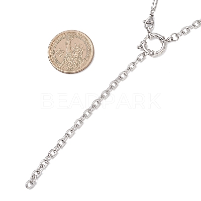 304 Stainless Steel Paperclip Chain Cable Chain Lariat Y Necklaces NJEW-JN05785-1