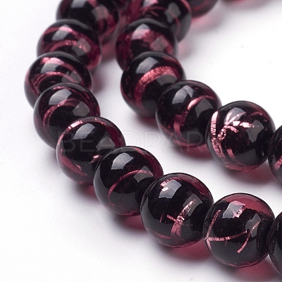 Handmade Silver Foil Lampwork Beads Strands FOIL-L016-C08-1