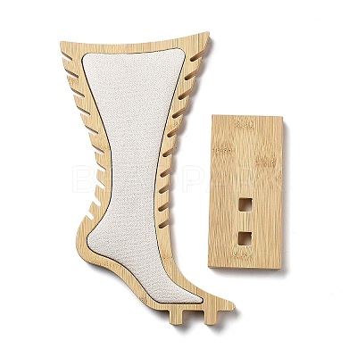 Foot Shaped Bamboo Anklet Storage Jewelry Rack ODIS-G018-01C-1