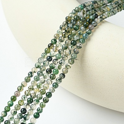 Natural Moss Agate Bead Strands G-K146-07-3mm-1