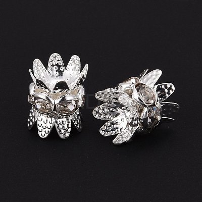 Brass Rhinestone Bead Caps X-RB-H042-14-1