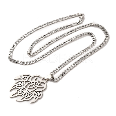 Non-Tarnish 201 Stainless Steel Irish Knot Pendant Necklaces NJEW-D066-01P-1