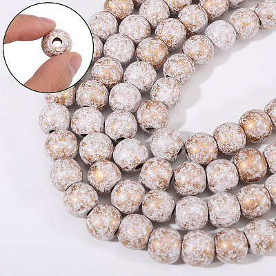 Christmas Wood Round Beads Hanging Ornaments HJEW-CA00082-1