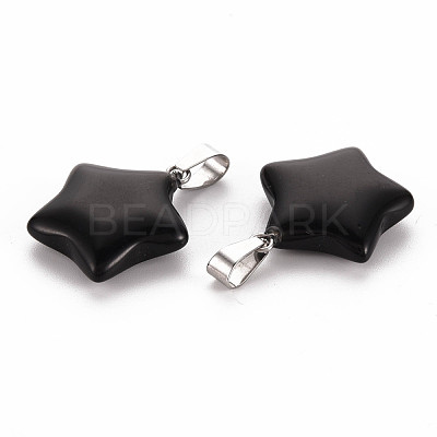 Star Natural Black Stone Pendants G-Q367-23-1