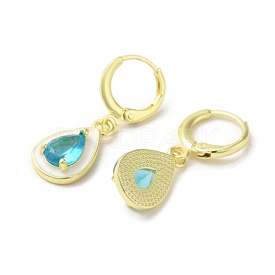 Teardrop Real 18K Gold Plated Brass Dangle Leverback Earrings EJEW-L268-026G-01-1