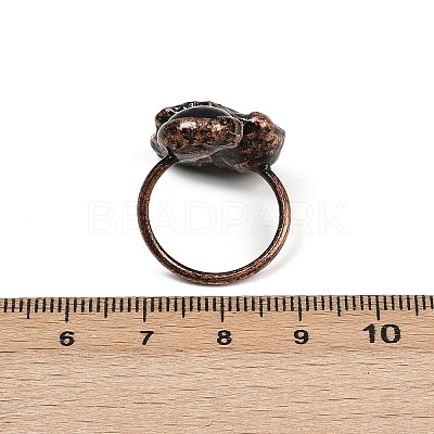 Brass with Mixed Gemstone Cuff Rings RJEW-Z112-01R-1