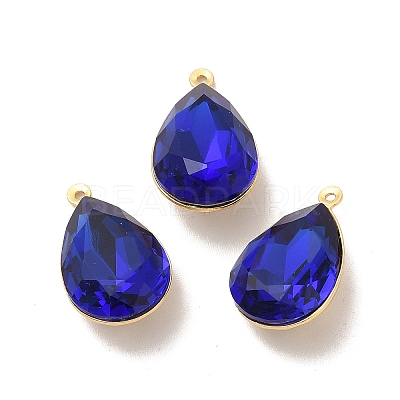 Real 18K Gold Plated Brass with Glass Pendants KK-177-22G-04-1