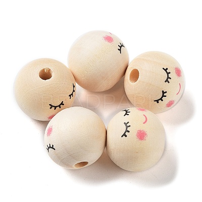 Printed Wood Beads WOOD-M010-01B-1