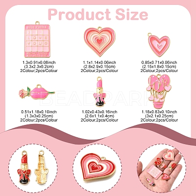 24Pcs 12 Styles Valentine's Day Rack Plating Alloy Enamel Pendants ENAM-FS0002-56-1