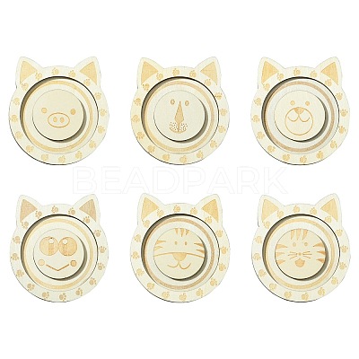 6Pcs 6 Styles Animal Theme Wood Single Bracelet Display Trays ST-CJ0022-03-1