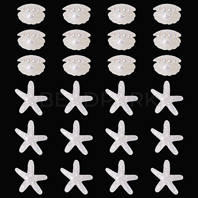 26Pcs 2 Styles UV Plating Ocaen Theme Transparent Resin Cabochons CRES-TA0001-54-1