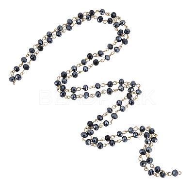 Handmade Rondelle Glass Beads Chains for Necklaces Bracelets Making AJEW-JB00037-03-1