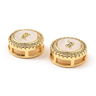 Brass Micro Pave Clear Cubic Zirconia Slide Charms KK-K342-09G-01-1