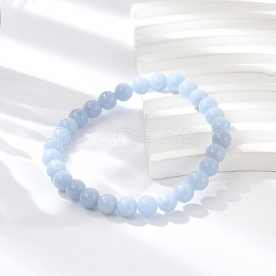 Natural Angelite Stretch Bracelets BJEW-JB03738-05-1