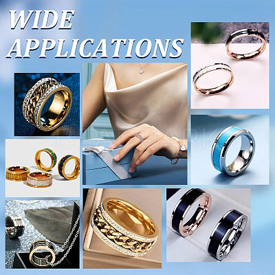 16Pcs 4 Size 201 Stainless Steel Grooved Finger Ring Settings STAS-UN0051-70-1
