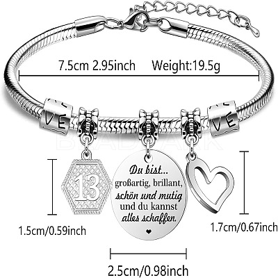 Birthday 201 Stainless Steel Charm Bracelets FS-WGBAA71-15-1