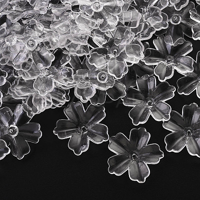 Flower Acrylic Beads TACR-YW0001-17-1