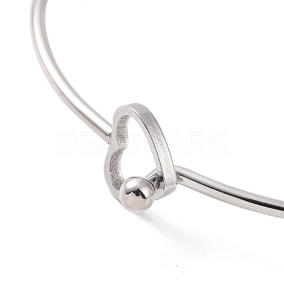 Non-Tarnish 201 Stainless Steel Hollow Out Heart Bangle BJEW-P285-01P-1