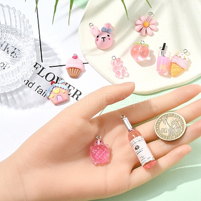 10Pcs 10 Styles Resin Pendants RESI-YW0003-31-1
