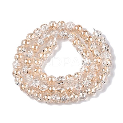Electroplated Crackle Glass Beads Strands EGLA-N014-6mm-02-1