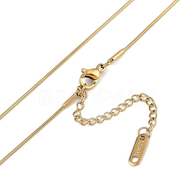 PVD Vacuum Plating 304 Stainless Steel Peach Heart Pendant Round Snake Chain Necklaces NJEW-Z044-07G-1