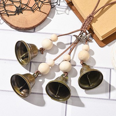 Iron Witch Bells for Door Knob Protection HJEW-JM02193-1