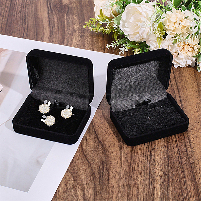 4Pcs Velvet Gift Cufflink Boxes with Hinged Lid and Black Inside CON-PH0003-64B-1
