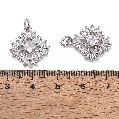 Brass Micro Pave Clear Cubic Zirconia Pendants CU-CBA01AA-37P-1