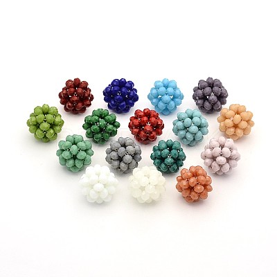 Imitation Jade Glass Round Woven Beads GLAA-A034-4mm-B-1