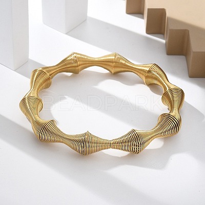 304 Stainless Steel Stretch Bangles for Women BJEW-P315-02C-G-1