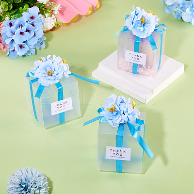 Clear PVC Candy Gift Packaging Boxes with Ribbon & Artificial Flower CON-TAC0001-20B-1
