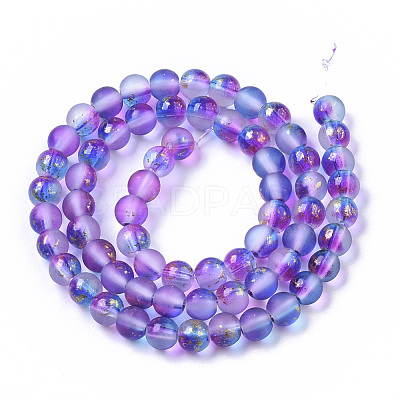 Frosted Spray Painted Glass Beads Strands X-GLAA-N035-03B-C03-1