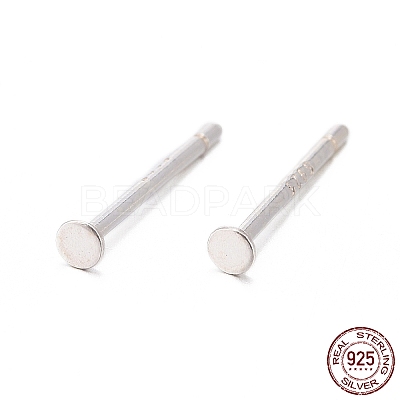 925 Sterling Silver Flat Pad  Stud Earring Findings STER-K167-045A-S-1