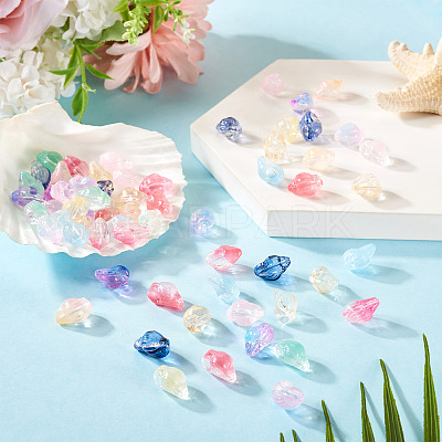 66Pcs 11 Colors Transparent Spray Paint Glass Beads GLAA-TA0003-18-1