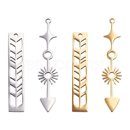 4Pcs 2 Style 201 Stainless Steel Pendants STAS-BC0003-21-1