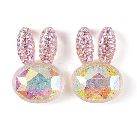 Transparent Epoxy Resin Rabbit Head Decoden Cabochons CRES-M034-05B-1