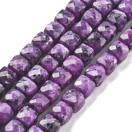 Dyed Natural Sesame Jasper Imitation Charoite Beads Strands G-C179-B03-01-1