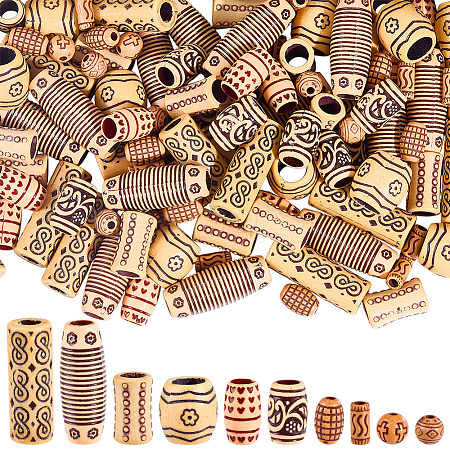 150Pcs 10 Styles Imitation Wood Acrylic Beads SACR-SC0001-54-1