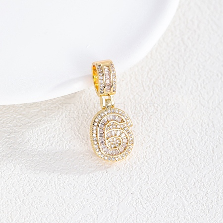 Brass Clear Cubic Zirconia European Dangle Charms KK-R003-01G-06-1