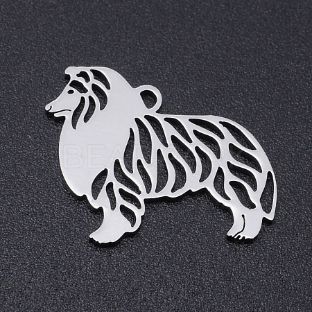 Non-Tarnish 201 Stainless Steel Dog Pendants STAS-N090-JN854-1-1