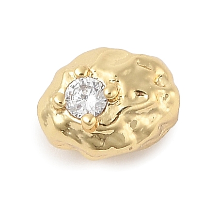 Nuggest Brass Micro Pave Cubic Zirconia Beads KK-F889-01G-07-1