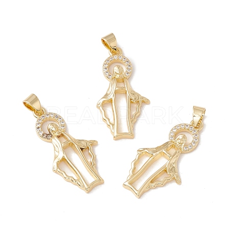 Brass Micro Pave Clear Cubic Zirconia Pendants KK-G415-23G-1