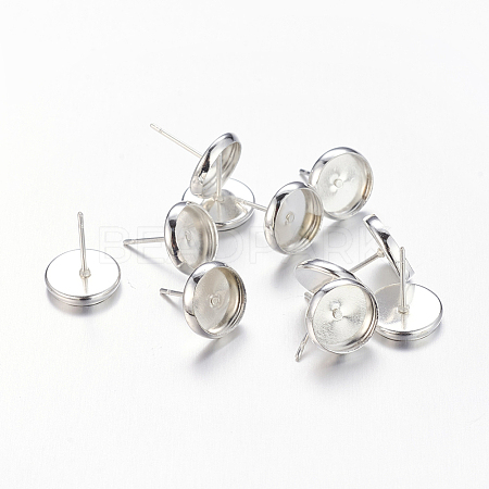Silver Color Plated Brass Earring Settings X-IFIN-Q006-S-NF-1