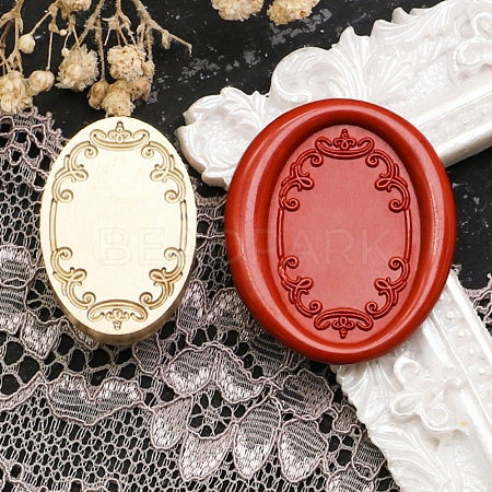 Oval Flower Frame Brass Stamp Heads AJEW-M037-07G-02-1