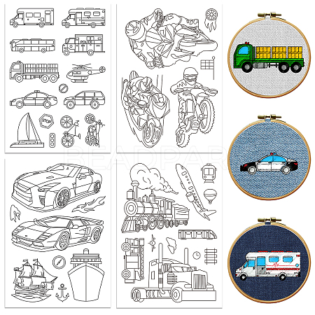 4 Sheets 11.6x8.2 Inch Stick and Stitch Embroidery Patterns DIY-WH0455-198-1